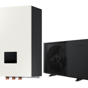 Pompă de căldură hibridă Samsung EHS Quint 16 kW trifazată – unitate compactă (AE160DN*MPK/EU + AE160HCTPGS/EU), clasa A+++, recuperare de căldură, R32